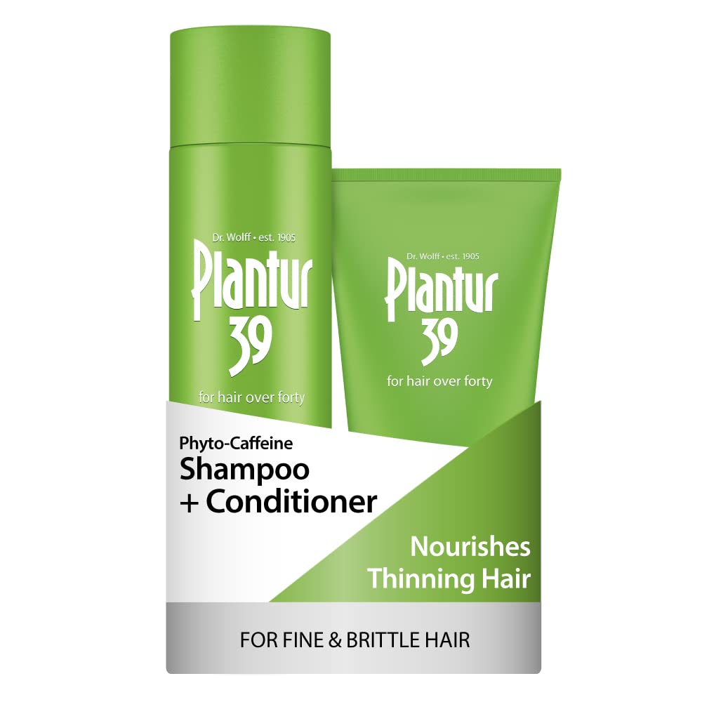 Plantur 39 Fine and Brittle Hair Shampoo and Conditioner Bundle I Promotes Natural Hair Growth I Phyto-Caffeine Formula I Shampoo (8.45 Oz) and Conditioner (5.07 Oz)