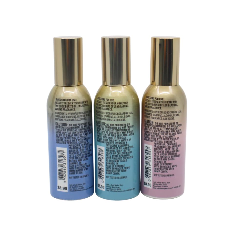 Bath & Body Works LAUNDRY DAY, CHAMPAGNE TOAST, ENDLESS WEEKEND Concentrated Room Spray 3pc bundle Gift Set with a Blue Bow for Holiday 1.5 oz each