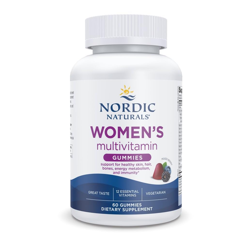 Nordic Naturals Women's Multivitamin Gummies, Mixed Berry - 60 Gummies - Support for Healthy Skin, Hair, Bones, Energy & Immunity - Non-GMO, Vegetarian - 30 Servings