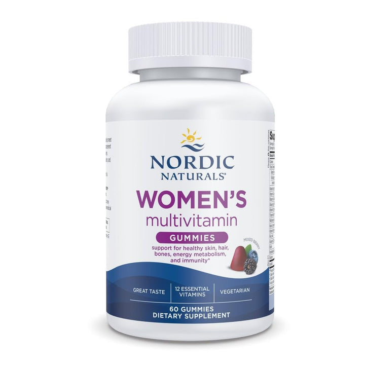 Nordic Naturals Women's Multivitamin Gummies, Mixed Berry - 60 Gummies - Support for Healthy Skin, Hair, Bones, Energy & Immunity - Non-GMO, Vegetarian - 30 Servings