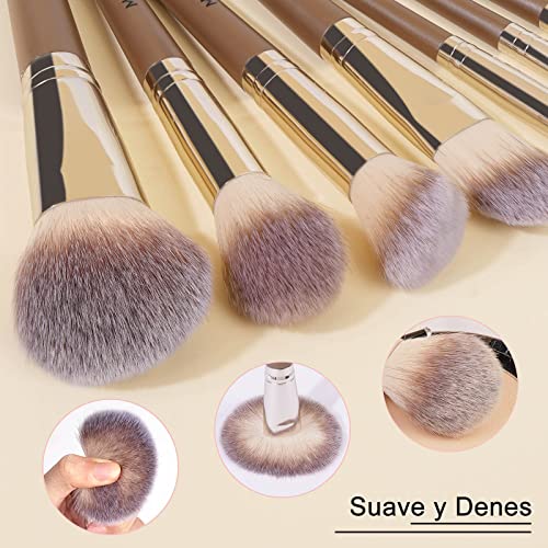 Make Up Brushes, MAANGE 18 Pcs Premium Synthetic Makeup Brushes Set Soft Foundation Powder Eyeliner Eye Shadow Makeup Brushes Professional (Champagne)
