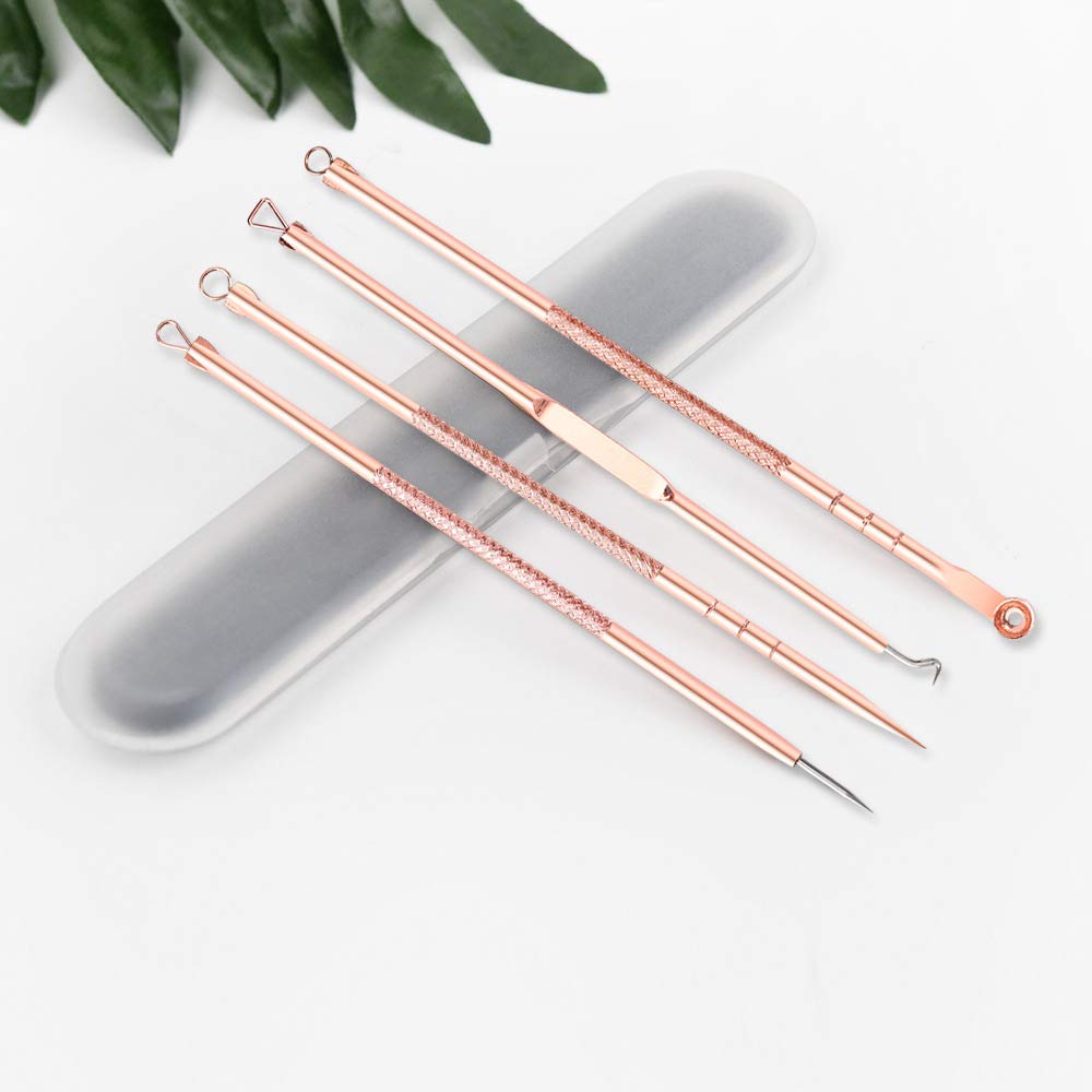 2 Sets(8pcs) Stainless Steel Rose Gold Blackhead Needle Kit Acne Extractor Remover Tool Set Best for Gilrs Women and Men Facial Care Skin Protect