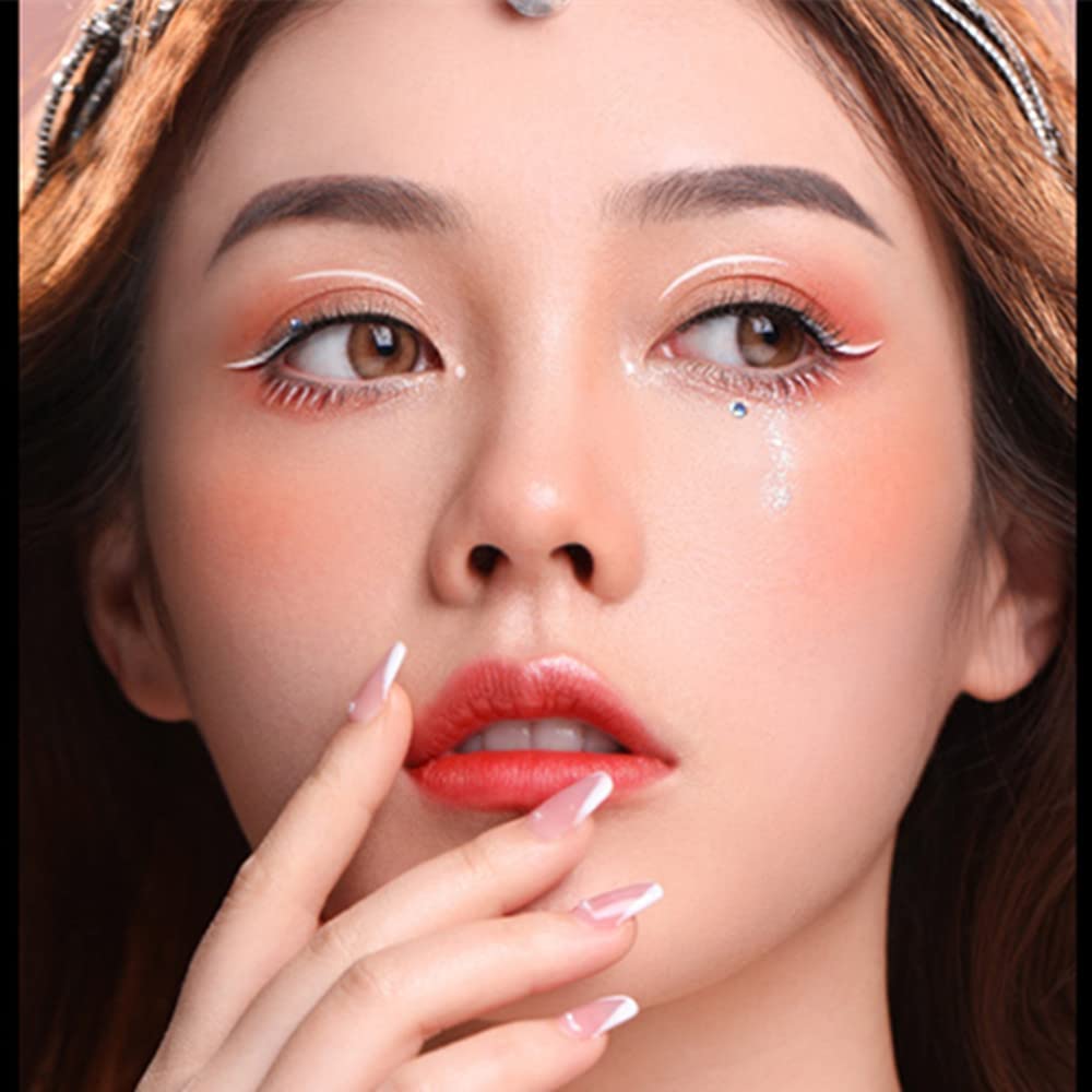 Go Ho 12 PCS White Eyebrow Eyeliner Pencils,White Eyeshadow Makeup Pen,Sweatproof Eye Highlighter Makeup Pencil,Long-lasting Nice Color Eye Brow Gel Pen,Brow Tint Sticks(White)