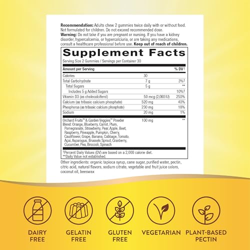 Nature's Way Alive! Daily Calcium & Vitamin D3 Gummies, Bone Support*, Immune Support*, Strawberry and Raspberry- Lemonade Flavored, 60 Gummies (Packaging May Vary)