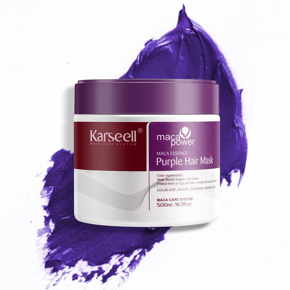 Karseell For Blonde Silver Gray Highlighted Hair Purple Hair Mask Professional Neutralizes Brass & Yellow Tones 16.90 oz 500ml
