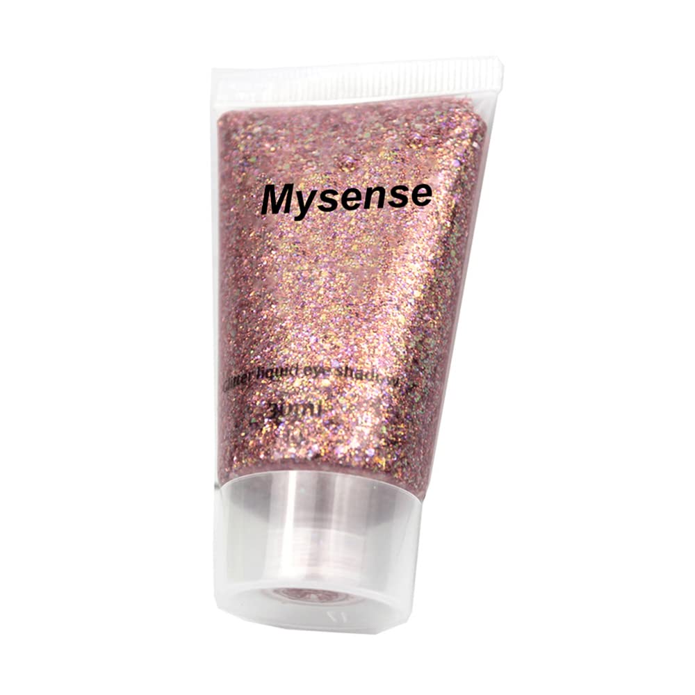 Mysense Rose Gold Body Glitter Gel, Singer Concerts Face Glitter Makeup, Music Festival Rave Face Eye Hair Accessories, Chunky Glitter Mermaid Sequins, Sparkling Glitter Face Paint for Women, 30g