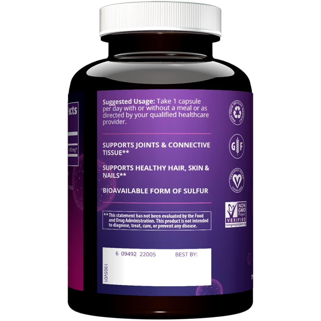 MRM Nutrition MSM 1000mg | Methyl-sulfonyl-Methane Capsules | Joint Health | Hair + Skin + Nails | Bioavailable Form of Sulfur | Gluten-Free + Vegan | 120 Servings