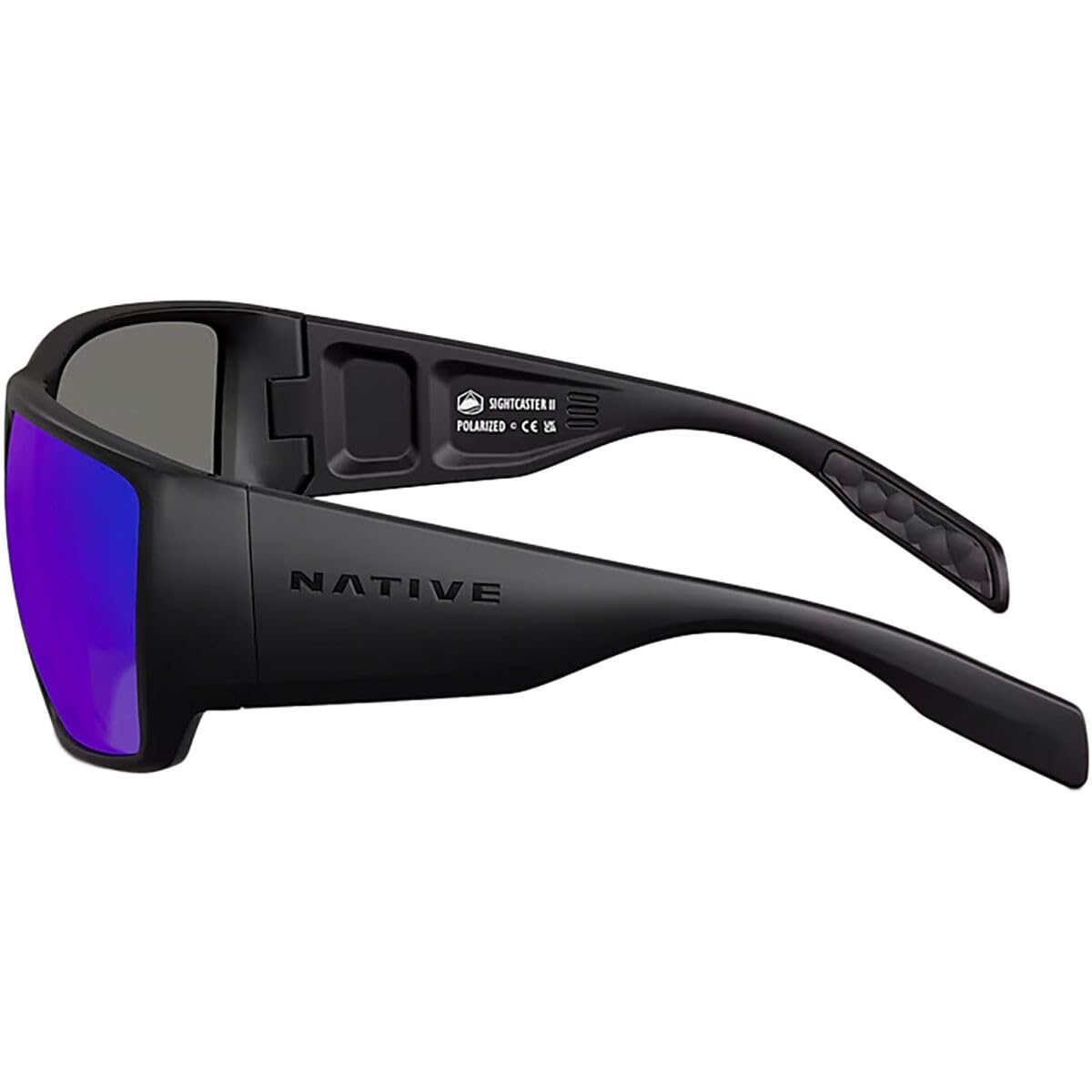 Native Eyewear Men's XD9047 Sightcaster II Rectangular Sunglasses, Matte Black/Blue Mirrored Polarized, 64 mm