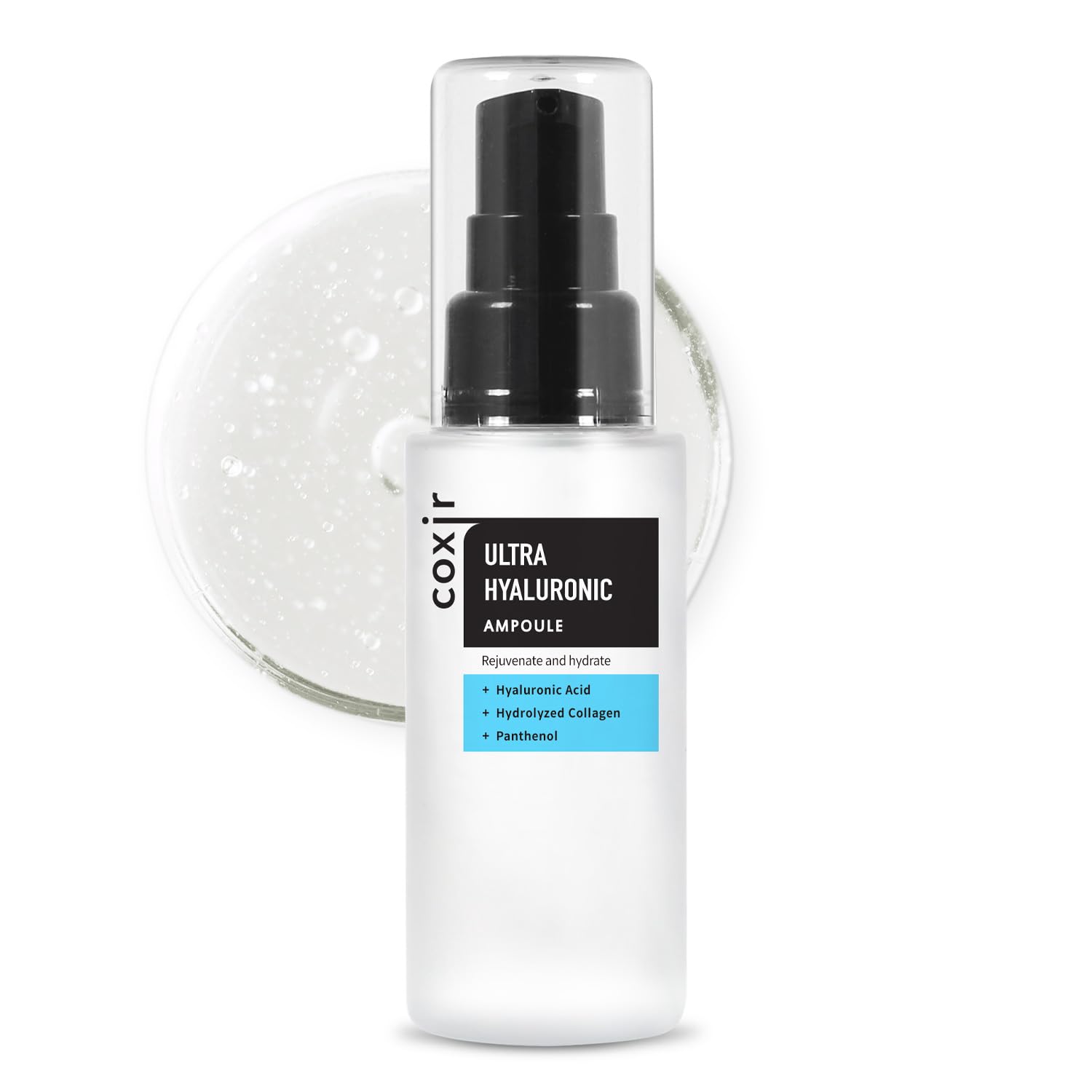 COXIR Ultra Hyaluronic Ampoule 50Ml(1.69 Fl.Oz.)|40% Of Hyaluronic Acid,Collagen,Cica,Vitamin B5,| Pure Hyaluronate|No Fragrances,No Paraben,Cruelty Free|Deep Hydration For Dehydrated Skin