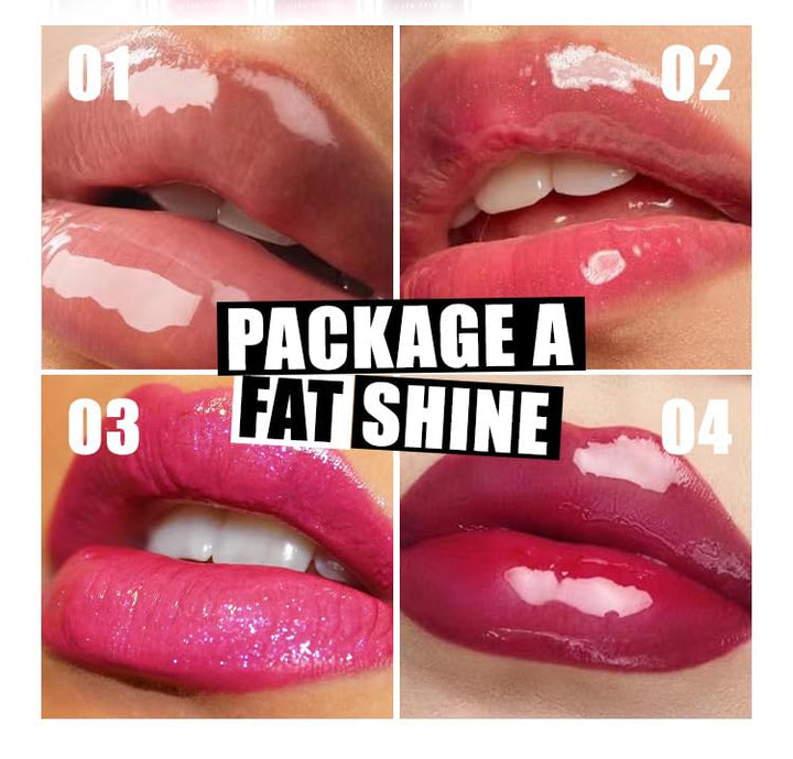 Qifylmaf 4 Colors Lip Oil Lip Glaze, Big Brush Head Hydrating Lip Glow Oil, Transparent Toot Tinted Nourishing Long Lasting Repairing Lightening Lip Lines (Set A)