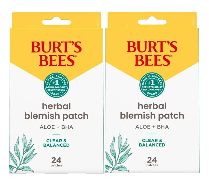 Burt's Bees Clear and Balanced Herbal Blemish Patch for Women - 24 Count Patches - Pack of 2