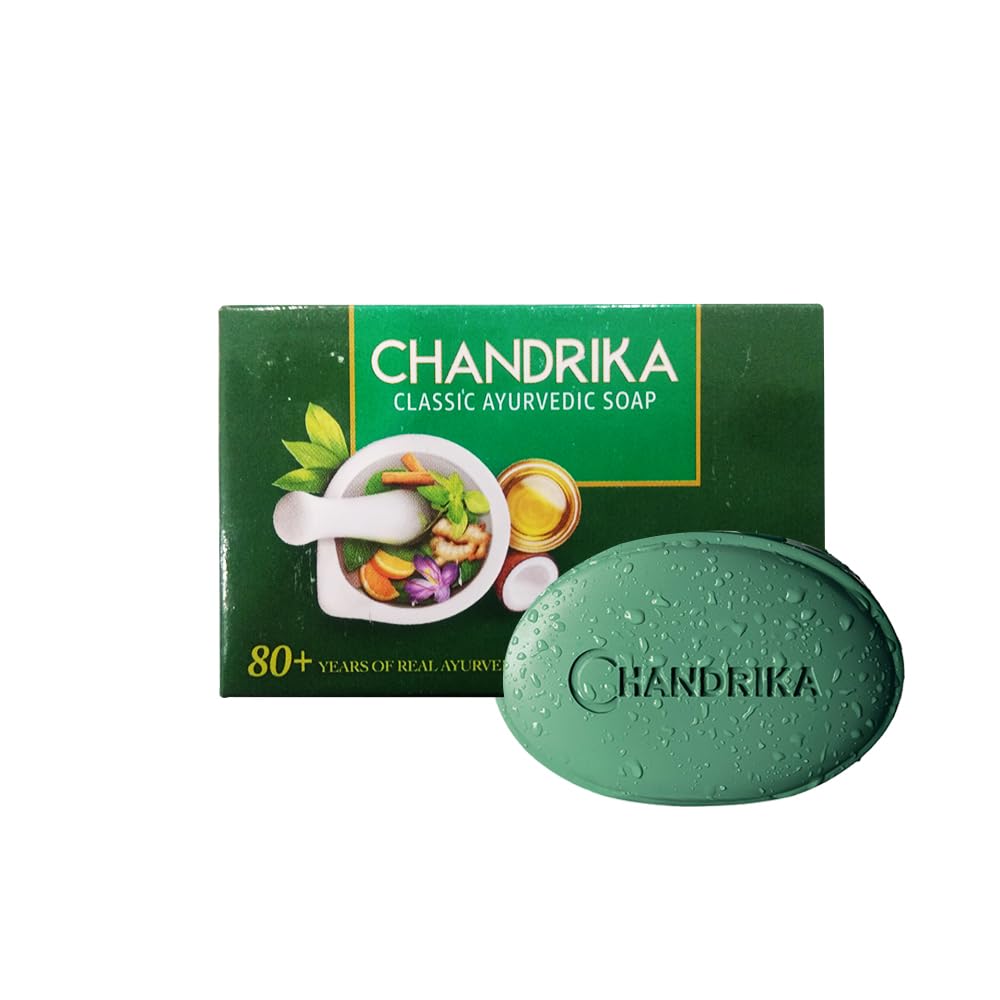 Chandrika Bath and Body Ayurvedic Oval Bar Soap (Pack of 10) (75gm / 2.64 oz)