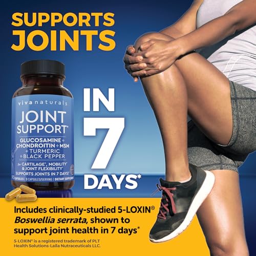 Glucosamine Chondroitin MSM Joint Support Supplement, 90 Capsules - with Turmeric, Black Pepper, Boswellia and Hyaluronic Acid - Joint Health Supplement for Mobility, Flexibility and Comfort