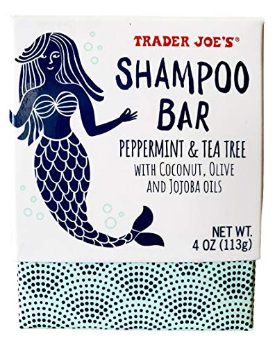Trader Joe's Shampoo Bar Peppermint & Tea Tree with Coconut, Olive, and Jojoba Oils, 4 oz Bar