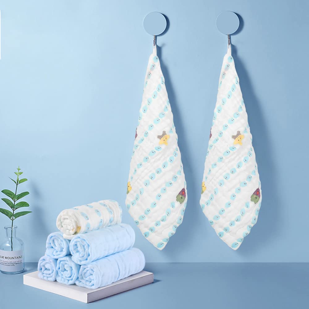 Yoofoss Muslin Baby Washcloths 100% Cotton Face Towels 10 Pack Wash Cloths for Baby 12x12in Soft and Absorbent Baby Wipes (Multicolor)