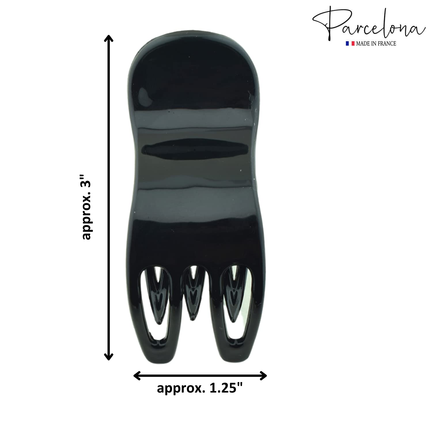 Parcelona French Simply Bear Paw Black Celluloid Medium Side Slide In Jaw Yoga Hair Claw Clip Clamp