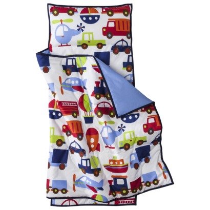 Bacati - 100% Cotton Percale Breathable Fabrics Nap Mat with Pillow for Toddler Boys, Measures 50 x 20 x 1.5 Inches, Ideal for Daycare and Preschool, BPA-Free (Transportation, Blue/Multi)