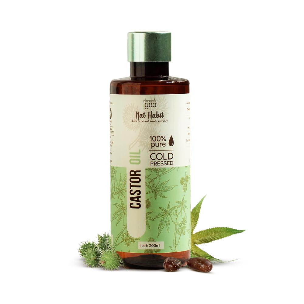 Nat Habit Cold Pressed Castor Oil for Skin & Hair, 200ml | Pure & Natural, Additive-Free
