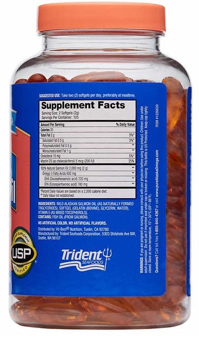 Pure Alaska Omega Wild Salmon Oil 1000 mg., 210 Softgels