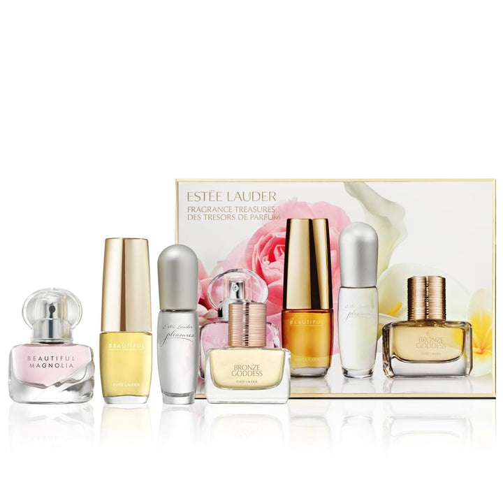 Estée Lauder Fragrance Treasures Travel Size Perfume Gift Set | Includes Beautiful Magnolia, Bronze Goddess, Beautiful & Pleasures | Perfumes for Women