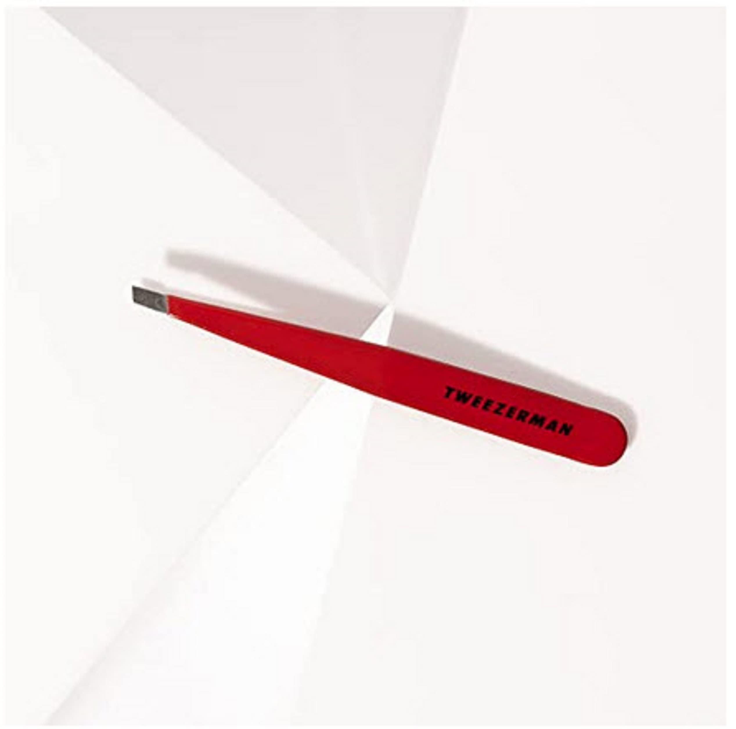Tweezerman Stainless Steel Slant Tweezer, Signature Red