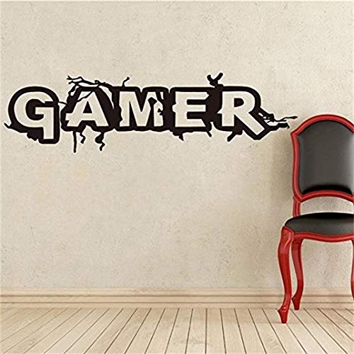 Gamer Wall Decal Vinyl Decal Art Design Stickers for Home Playroom Bedroom Game Boys Room Game Center Internet Bar(Gamer, 35 W x 11 H)