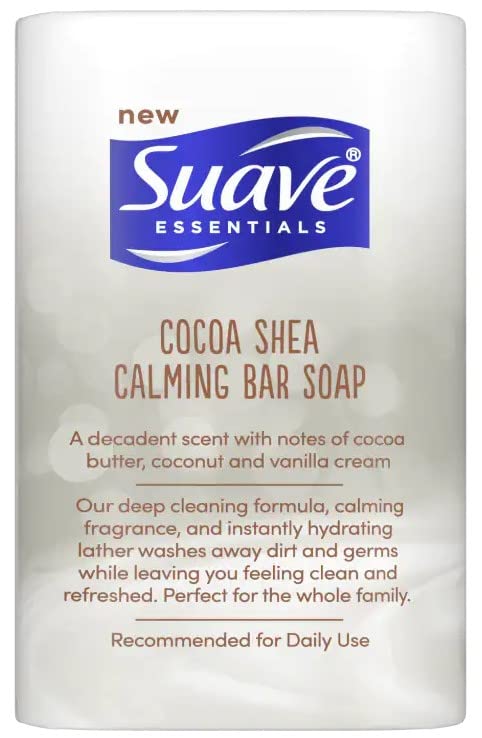 Suave Essentials Cocoa Shea Calming Bar Soap, 2 count bars