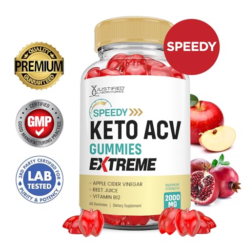 (5 Pack) Speedy Keto ACV Gummies Extreme 2000MG Speedy Keto Gummies Advanced Formula Apple Cider Vinegar with Pomegranate Beet Juice Powder B12 Vegan Non GMO 300 Gummys