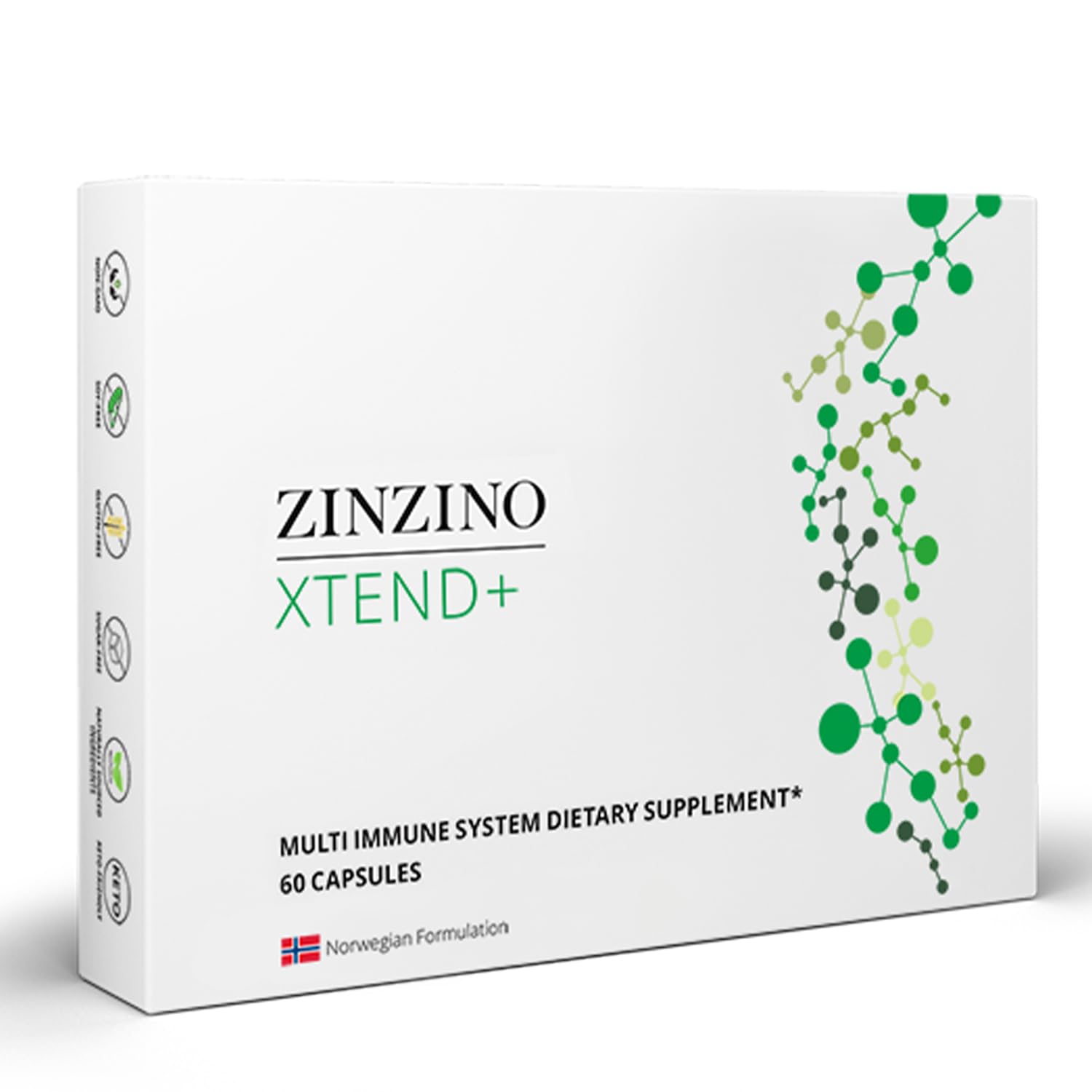 Zinzino Xtend + - Multi Immune Supplement - Essential Vitamins, Minerals & Vitamin C for Immune Support, Energy & Focus - 60 Capsules