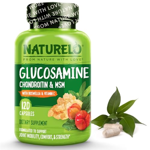 NATURELO Glucosamine Chondroitin MSM with Boswellia and Vitamin C - Joint Support Supplement - 120 Capsules