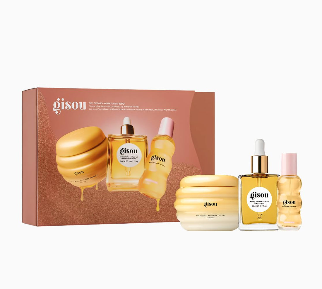 Gisou On-The-Go Honey Hair Travel Set For Instant Hydration, Strength, Shine & Frizz Control | Includes 3 Mini Hair Products