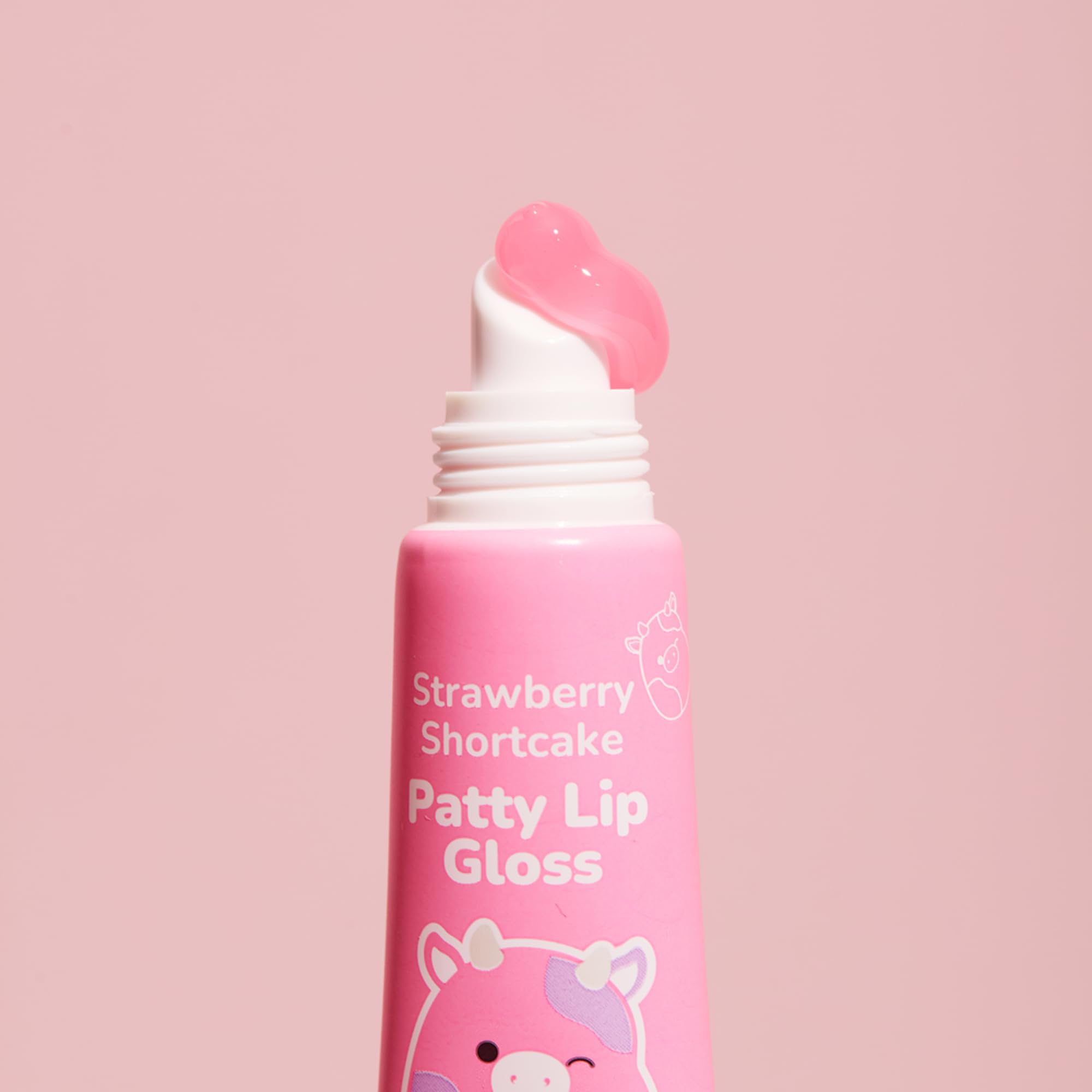 TONYMOLY x Squishmallow Easter Basket Stuffer Patty Keychain Strawberry Shortcake Lip Gloss - Sheer Pigmented Glossy Lip Stain, Hydrating Nourishing High Shine, Non-Sticky, Tinted Pink, 11ml