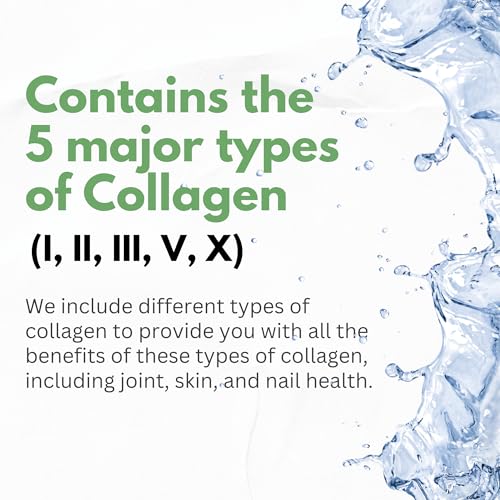 Collagen Peptides Powder with Vitamin C & Hyaluronic Acid - Organic Cleanest Sources & Super High Absorption - Hydrolyzed Multi Type I, II, III, V, X - Skin Hair Joint Supplement Made in USA