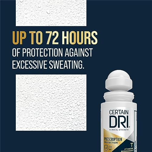 Certain Dri Anti-Perspirant| Prescription Strength Clinical | Most Effective Anti-Perspirant Without a Prescription | Up to 72 Hour Protection | Roll-On | 1.2 oz | 3 Pack