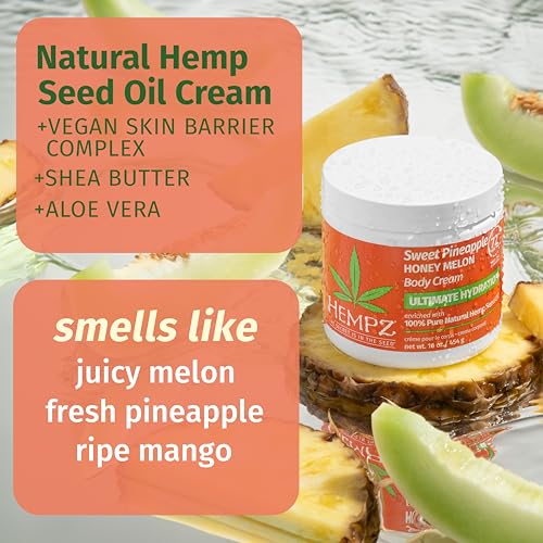 Hempz NEW Lux Body Cream, Sweet Pineapple & Honey Melon Herbal, Ultra Hydrating, 16 oz.