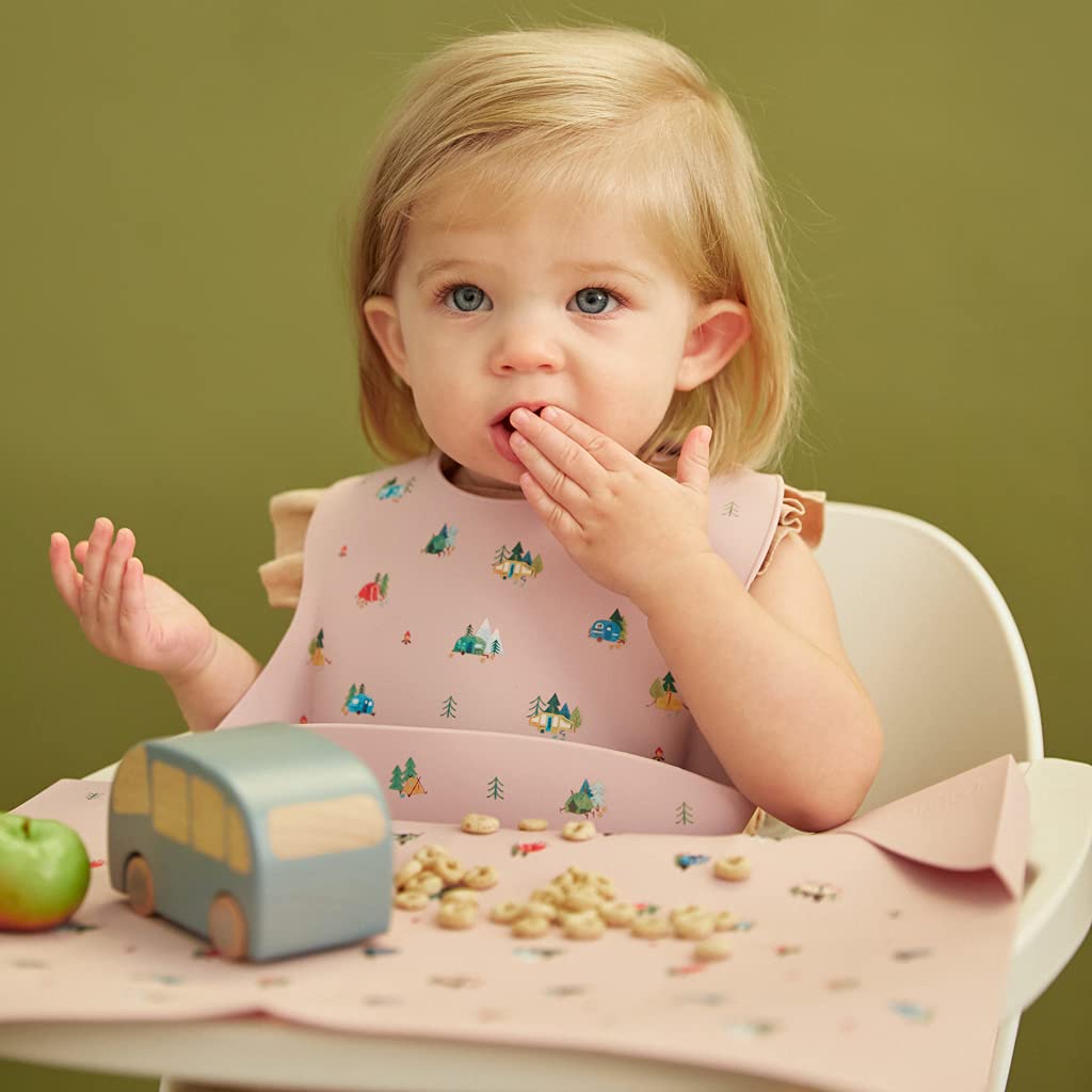 Austin Baby Co Mess Proof Silicone Bibs for Babies – Perfect Travel Toddler Bibs for Baby Boy or Baby Girl – Waterproof with Adjustable Collar, Soft Food Grade Silicone, BPA Free