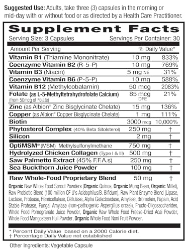 EMERALD LABS Collagen Health - Hydrolyzed Collagen for Healthy Hair, Skin & Nails with Saw Palmetto & Beta-Sitosterol - Also Supports Immune & Adrenal Health - 90 Vegetable Capsules (30-Day Supply)