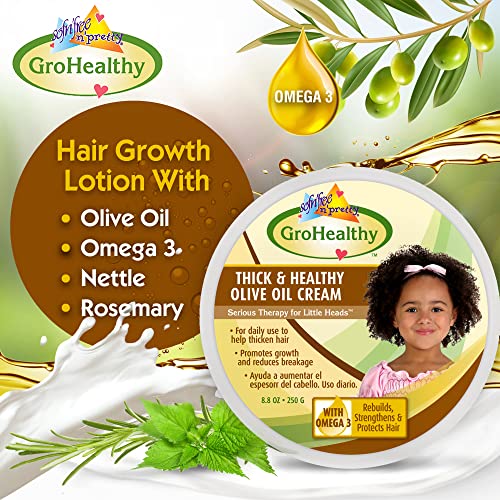 Sofn'Free n'Pretty GroHealthy Olive Oil Cream for Hair Growth - Reduces Breakage, Rebuilds, Strengthens & Protect Hairs for Healthy, Shiny, Longer, and Thicker - 8.8 oz (Pack of 1)