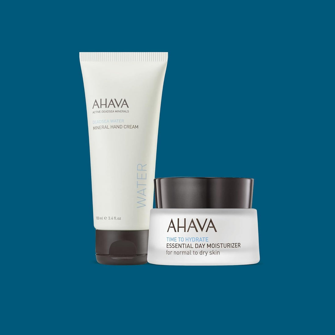 AHAVA Essential Hydration & Working Hands Duo - Includes Hand Cream 3.4 Fl.Oz & Essential Day Moisturizer 1.7 Fl.Oz, enriched with Dead Sea Minerals & Magnesium for dry & cracked hands & fine lines