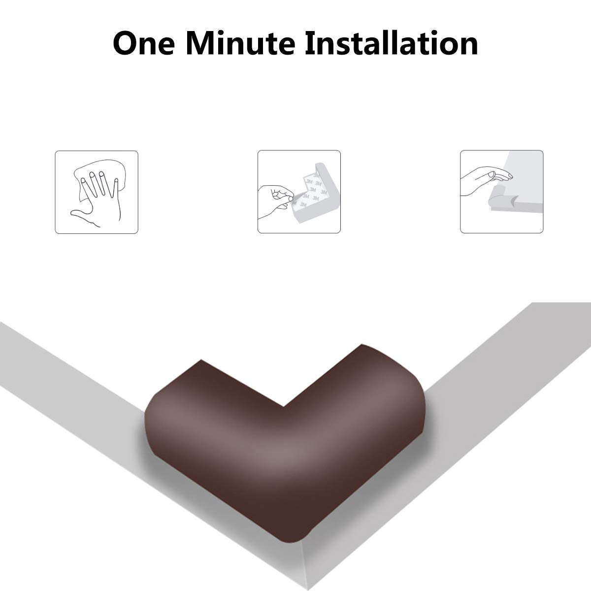 Corner Protector Baby Proof | Corner Guard Child Safety for Babies, Toddlers, Kids | Foam Corner Covers for Furniture, Table, Desk | 8 Pack (Brown)
