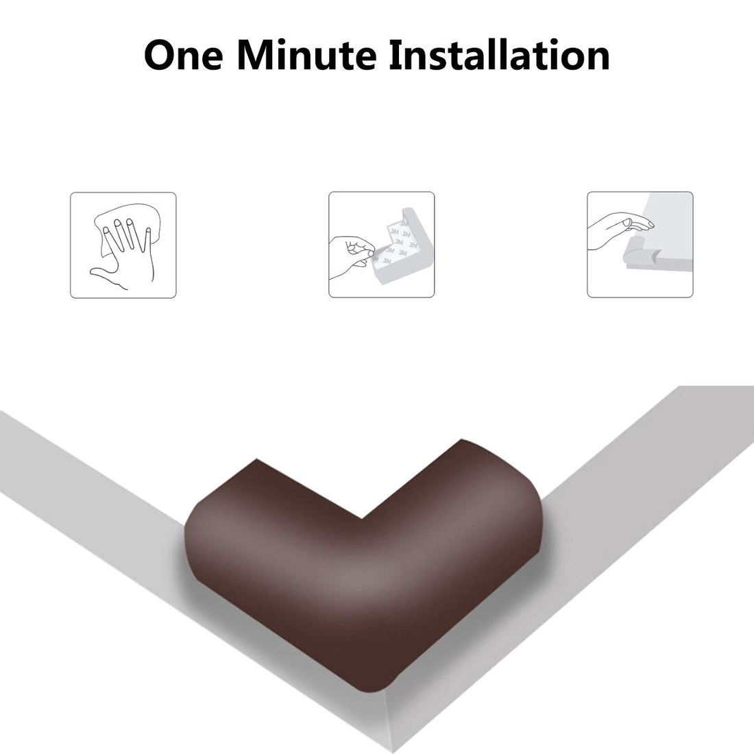 Corner Protector Baby Proof | Corner Guard Child Safety for Babies, Toddlers, Kids | Foam Corner Covers for Furniture, Table, Desk | 8 Pack (Brown)