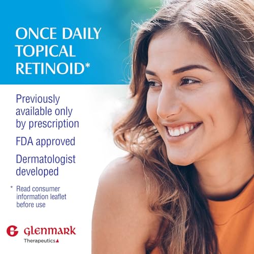 Glenmark Therapeutics Adapalene Gel 0.1% Acne Treatment, Paraben Free Topical Retinoid Cream For Face, Helps Clear and Prevent Acne and Clogged Pores, 15g Tube