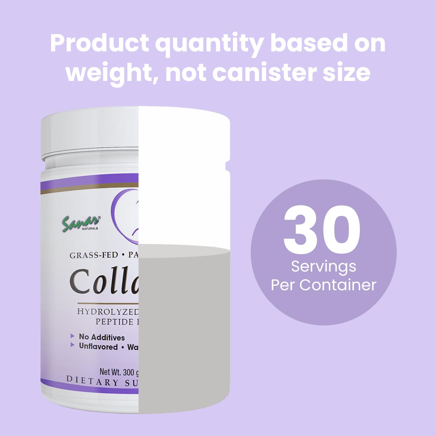 Sanar Naturals Collagen Peptides Powder - for Hair, Nail, Skin, Joint, and Bone Health - Hydrolyzed Collagen for Women & Men, Easy to Mix Collagen Protein Supplement, Unflavored, 10.58 oz