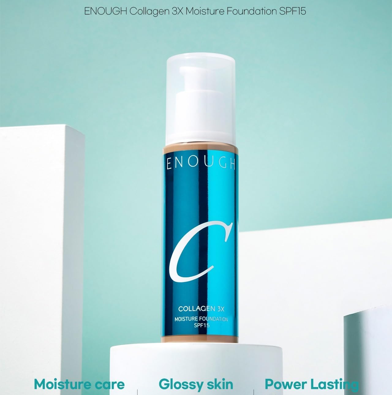 ENOUGH COLLAGEN 3X Moisture Foundation SPF 15, Korean Makeup Full Coverage Tinted Moisturizer, Skin Care Face Sunscreen for Women (#27C Tan Beige, 3.38 fl oz / 100ml)