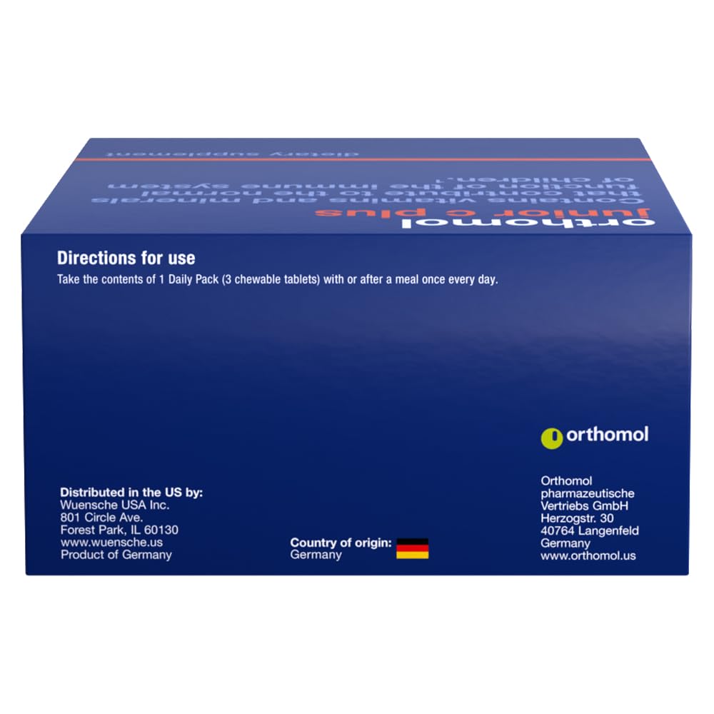 Orthomol Immun Junior C Plus, Kid's Multivitamin, Wildberry Flavor, 30-Day Supply