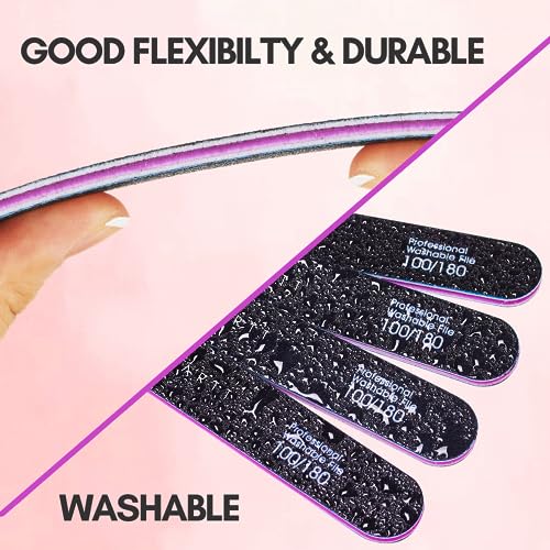 Makartt Nail File 100 180 Grit Emery Boards for Nails 10pcs Black Nail Files Professional Washable Doubled Sides Nail File Kit for Natural Acrylic Nails Coarse for DIY Salon Use