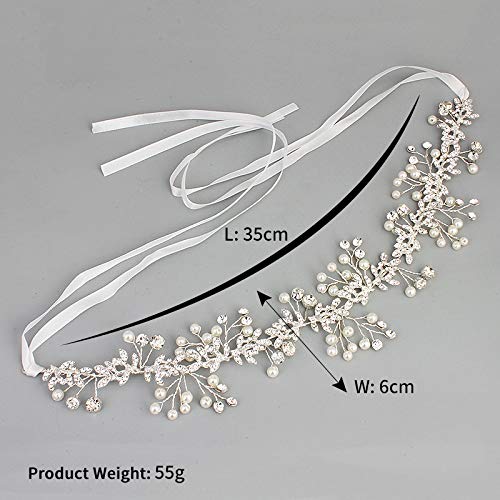 Hapibuy Wedding headpiece Crystal Forehead Band Bridal Hair Vine For Bride and Bridemaid Silver Color