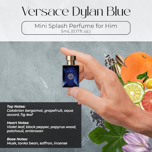 Versace Cologne for Men Set of 4 Mini Eros, Pour Homme, Dylan Blue, Eau Fraiche Perfume for Men Fragrance Sampler Set - Designer Mens Cologne Samples (4 Count, 0.17 oz)