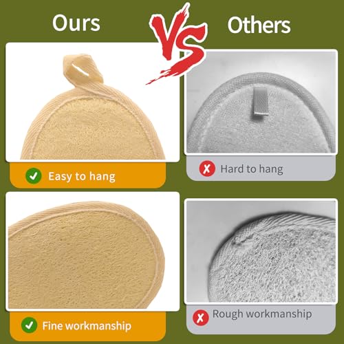 Natural Loofah Exfoliating Body Scrubber Luffa Sponge Pads Lather Well Soft Exfoliator Premium Bath Loofahs 2Pack
