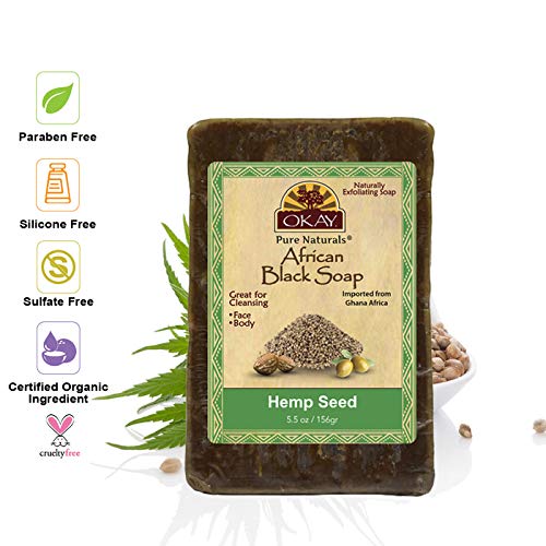 OKAY African Black Soap Hemp Seed, Hemp Seed, 5.5 Ounce